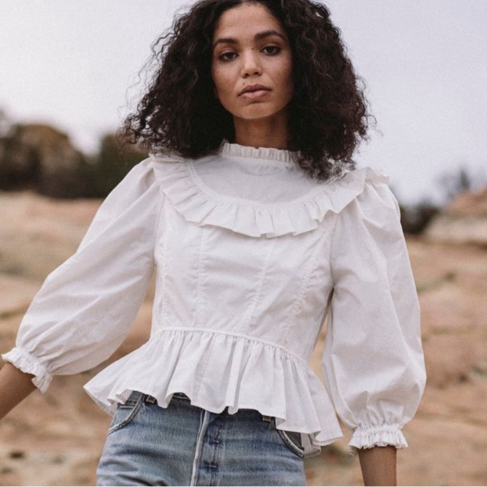 The Organic Prairie Blouse in Blanc